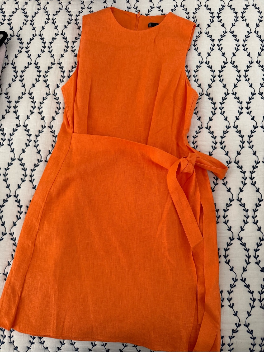 Mango Orange Sleeveless Tie-Waist Line. Dress
